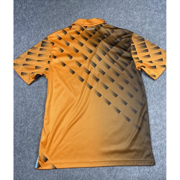 Slazenger Golf Polo Shirt Men Medium Orange Geometric Lightweight Casual Classic - Picture 2 of 10